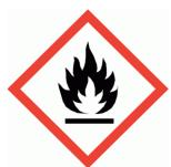Pictograma de seguridad química (llama sobre una línea horizontal).