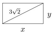 Rectángulo de base x, altura y y diagonal 3√2