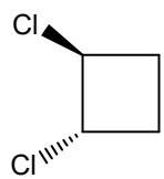 Estructura del trans-1,2-diclorociclobutano.