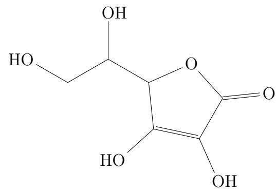 Fórmula estructural de la Vitamina C.