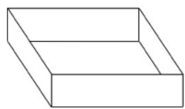 Dibujo en perspectiva de la caja sin tapa una vez montada.