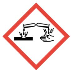 Pictograma de seguridad GHS05 que indica peligro de corrosión para metales y piel