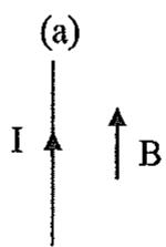 Situación (a): Conductor con corriente I y campo magnético B paralelos.