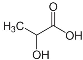 Ácido láctico o ácido 2-hidroxipropanoico ($\ce{C3H6O3}$)