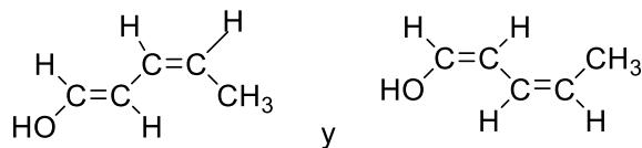 Par A: Dos isómeros geométricos (cis/trans) de un alcohol insaturado de cadena larga.