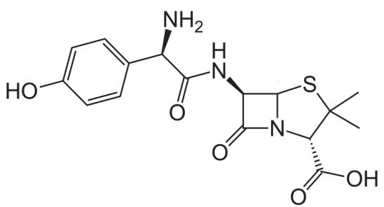 Estructura química de la amoxicilina