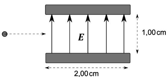 Figura 2: placas que generan campo eléctrico vertical hacia arriba.