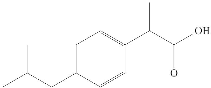 Fórmula estructural desarrollada del ibuprofeno