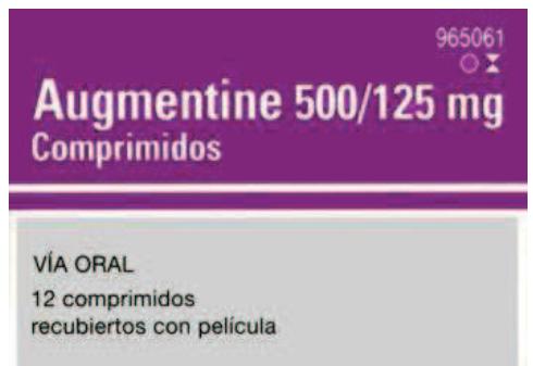Fotografía de una caja de Augmentine 500/125 mg