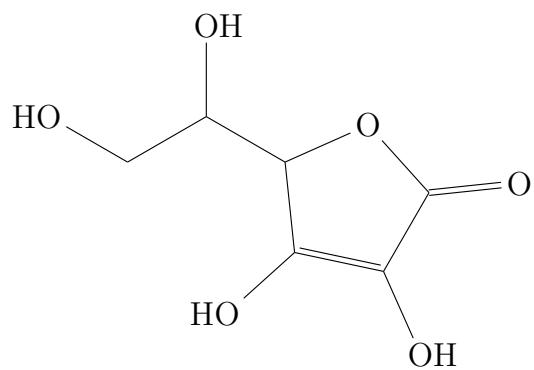 Fórmula estructural desarrollada de la vitamina C