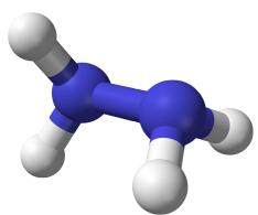 Representación de la fórmula estructural de la hidrazina (H2N-NH2)