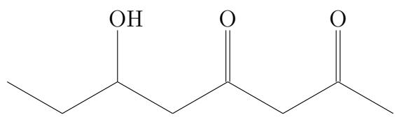 Fórmula estructural de una molécula orgánica con grupos hidroxilo y carbonilo