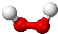 Representación de la fórmula estructural del agua oxigenada (H-O-O-H)