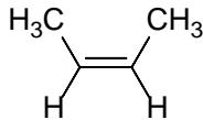 Estructura química del cis-but-2-eno mostrando los grupos metilo en el mismo lado del doble enlace.