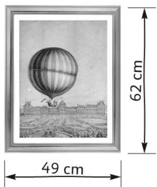 Cuadro con dimensiones de 62 cm de alto y 49 cm de ancho