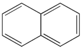 Estructura química del naftaleno (dos anillos de benceno fusionados)