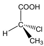 Estructura química del compuesto A1: ácido 2-cloropropanoico (enantiómero).