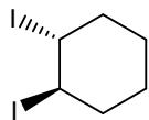 Estructura química del compuesto B2: trans-1,2-diyodociclohexano.
