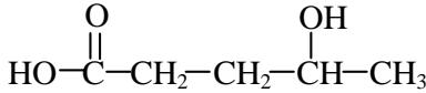 Fórmula semidesarrollada de un ácido carboxílico con un grupo hidroxilo: HO-CO-CH2-CH2-CH(OH)-CH3