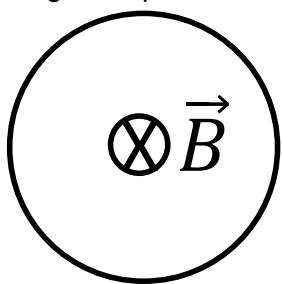 Espira circular con campo magnético B entrando en el plano del papel