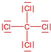 Estructura de Lewis del tetracloruro de carbono (CCl4)