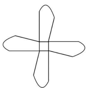 Figura 1: Dibujo de un molinillo de cuatro aspas con un cuadrado central.