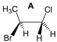 Estructura tridimensional del compuesto A (2-bromo-1-cloropropano)