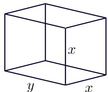Diagrama de una caja abierta con dimensiones x e y